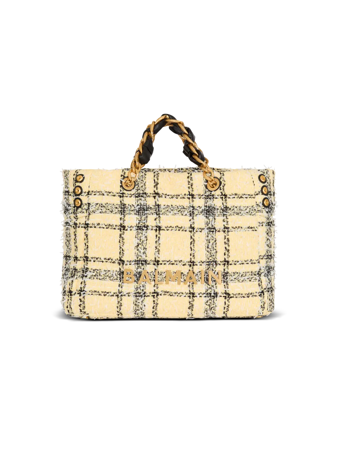 

Сумка-тоут из твидовой клетки 1945 Balmain, желтый