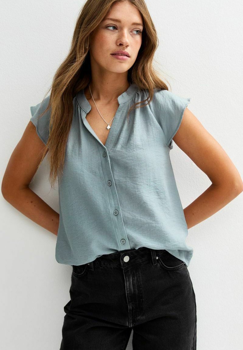 

Блузка на пуговицах SLEEVE BUTTON UP New Look, синий