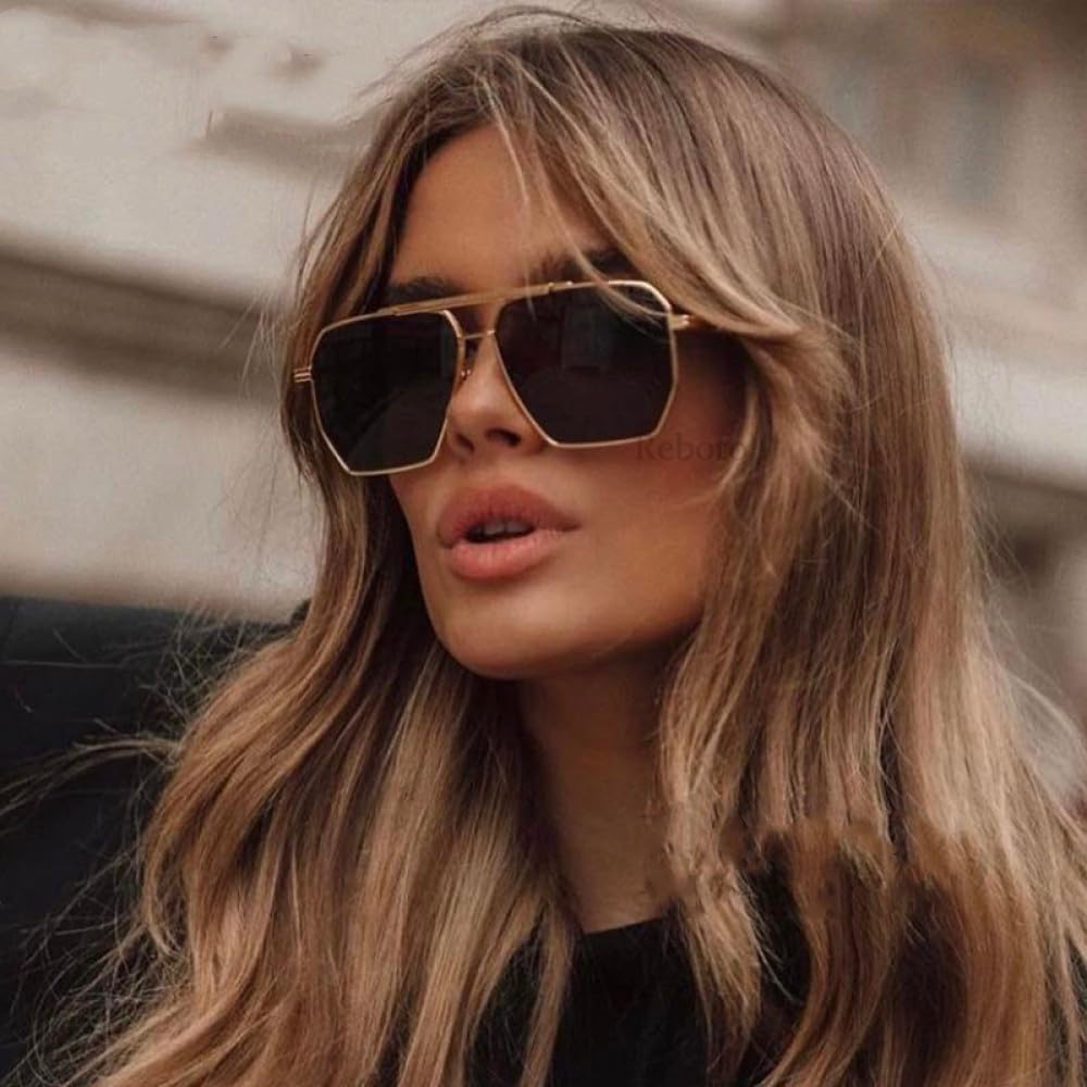 

Солнцезащитные очки для женщин и мужчин, классические, с отражающими линзами, модные, металлические, с защитой от УФ-излучения, один размер, золотисто-розовые TYUVIVO, One Size