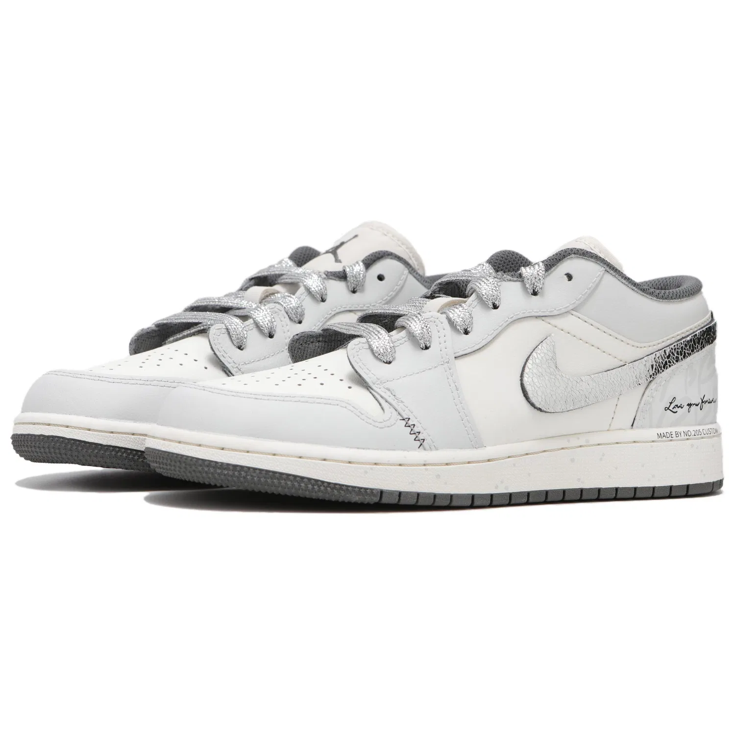 Кроссовки баскетбольные винтажные Jordan Air 1 Low серо-белые — фото 4