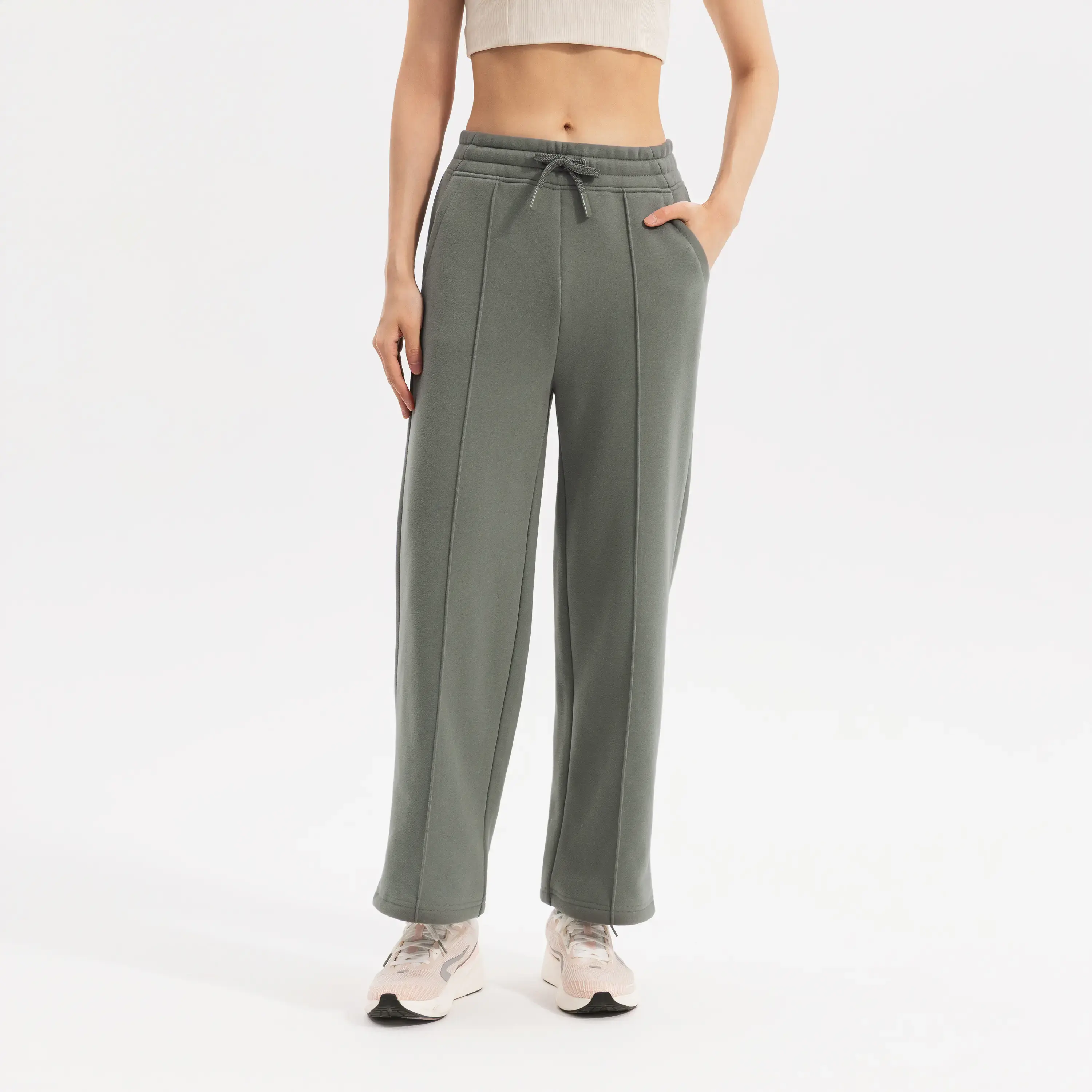 

Женские базовые спортивные брюки Domyos — зелёное хаки