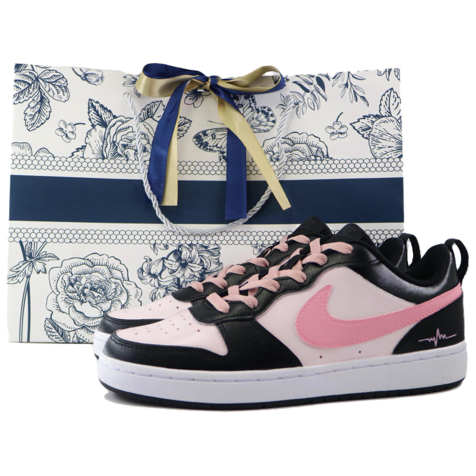 

Кроссовки Nike Court Borough Skateboard Shoes Women's Low-Top Black Pink, Черный, Кроссовки Nike Court Borough Skateboard Shoes Women's Low-Top Black Pink