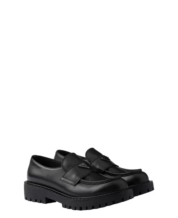 Мужские лоферы из матовой кожи Prada, черный