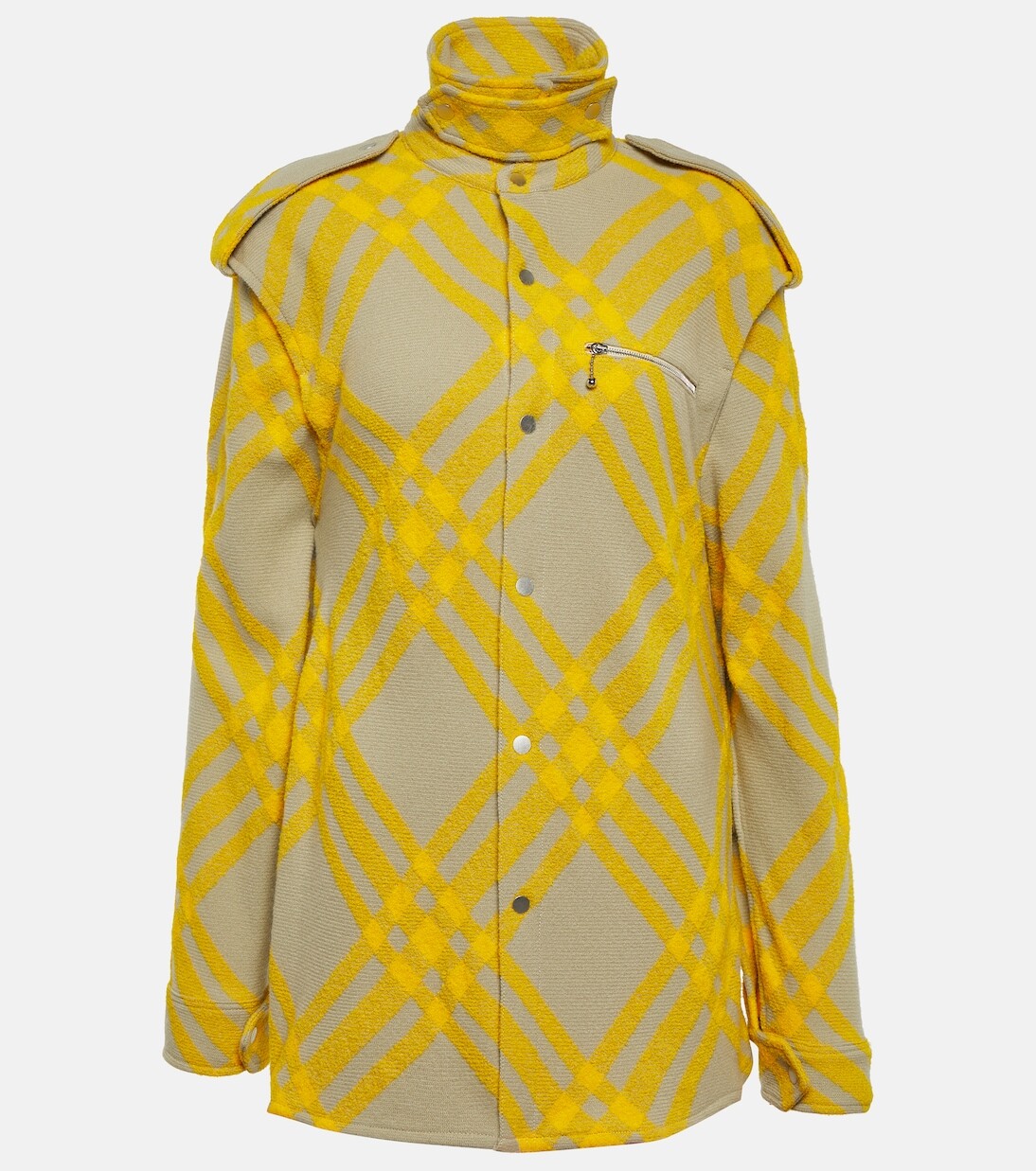 

Куртка-рубашка в клетку из смесовой шерсти Burberry, мультиколор