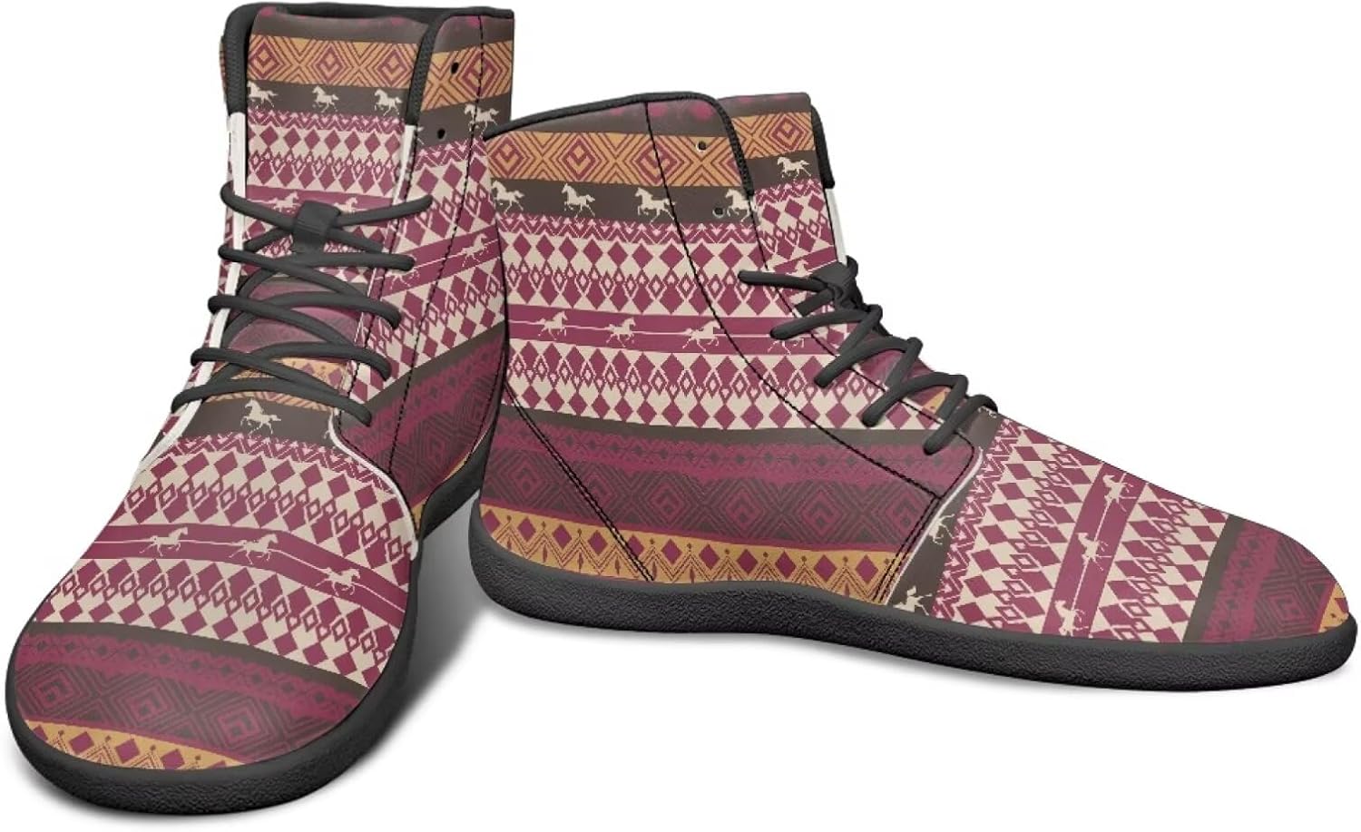 

Мужские кроссовки для бега с высоким верхом и этническим племенным дизайном, обувь для устойчивой стойки, с широкой носочной частью, спортивная и повседневная обувь Watdotory, фиолетовый