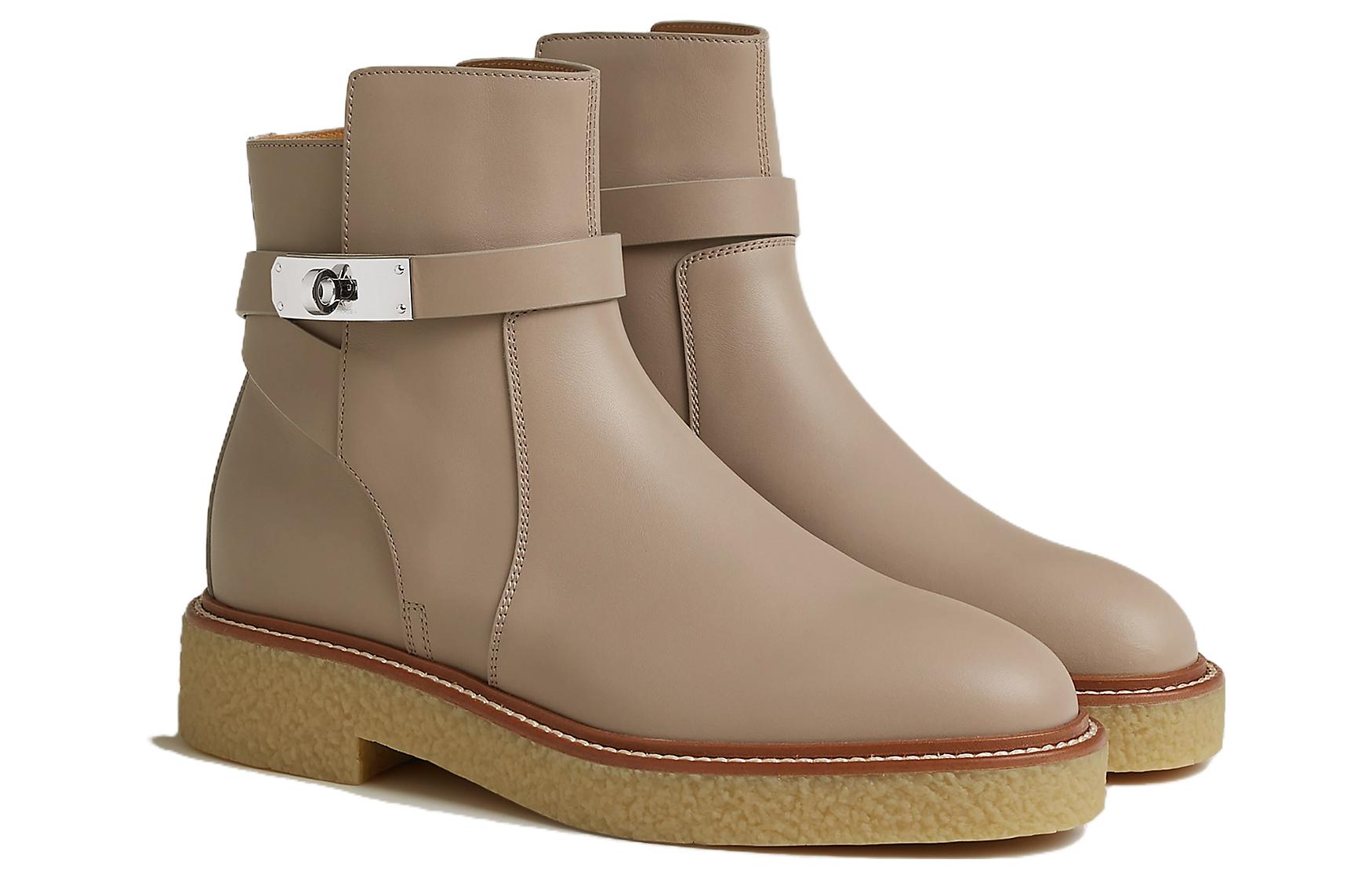 Исторические женские полусапожки серые желтые бежевые HERMES — фото 4