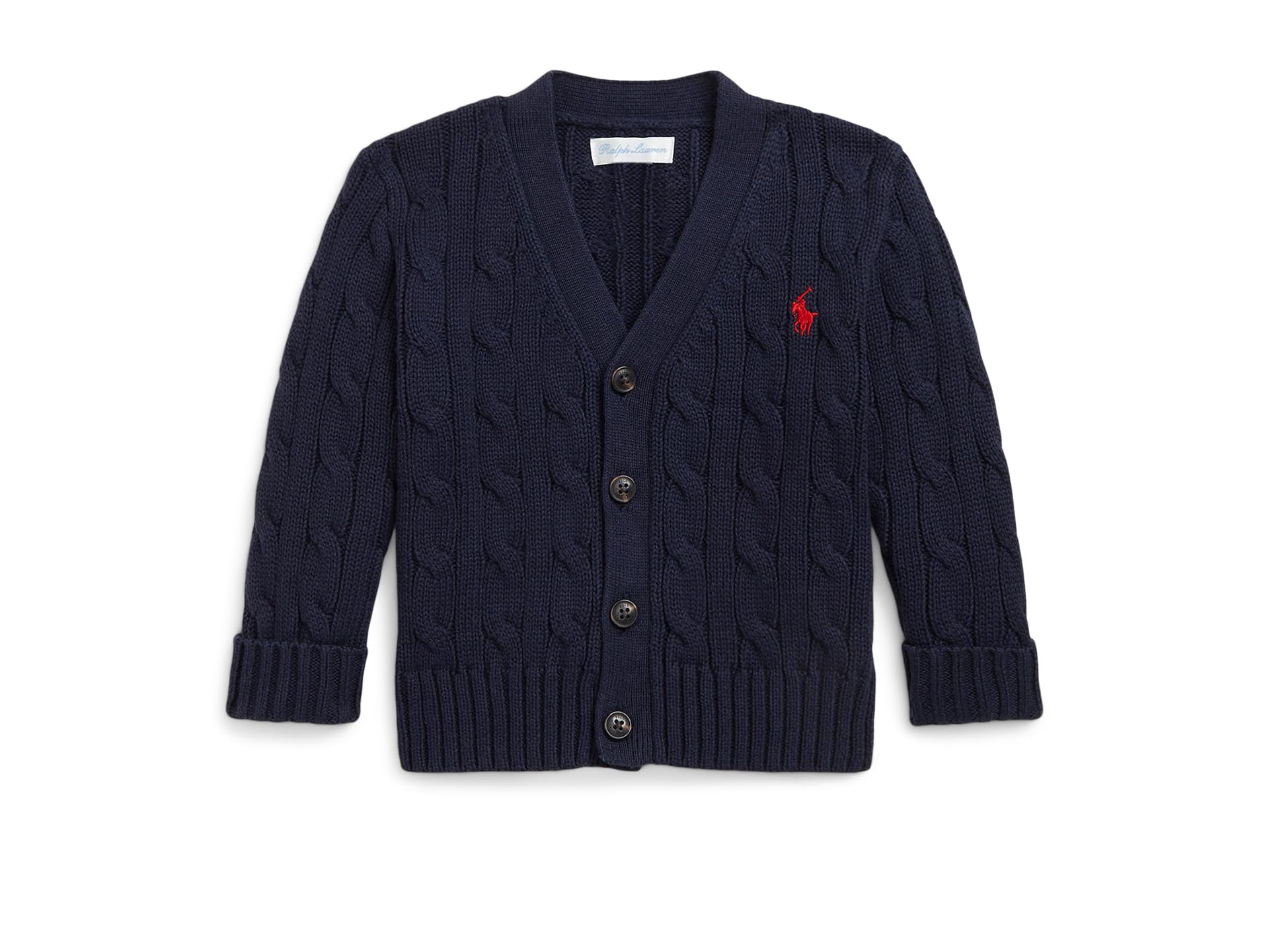 

Свитер Polo Ralph Lauren Kids Cable-Knit Cotton V-Neck Cardigan, цвет RL Navy