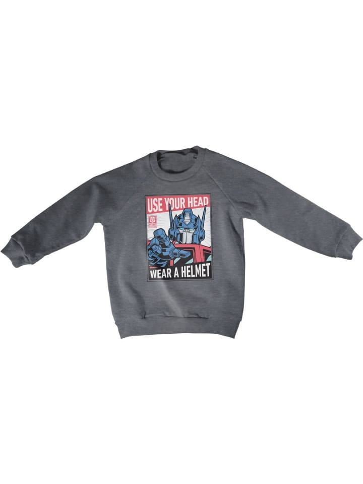 

Детская толстовка Use Your Head Wear A Helmet Kids Sweatshirt серого цвета Transformers