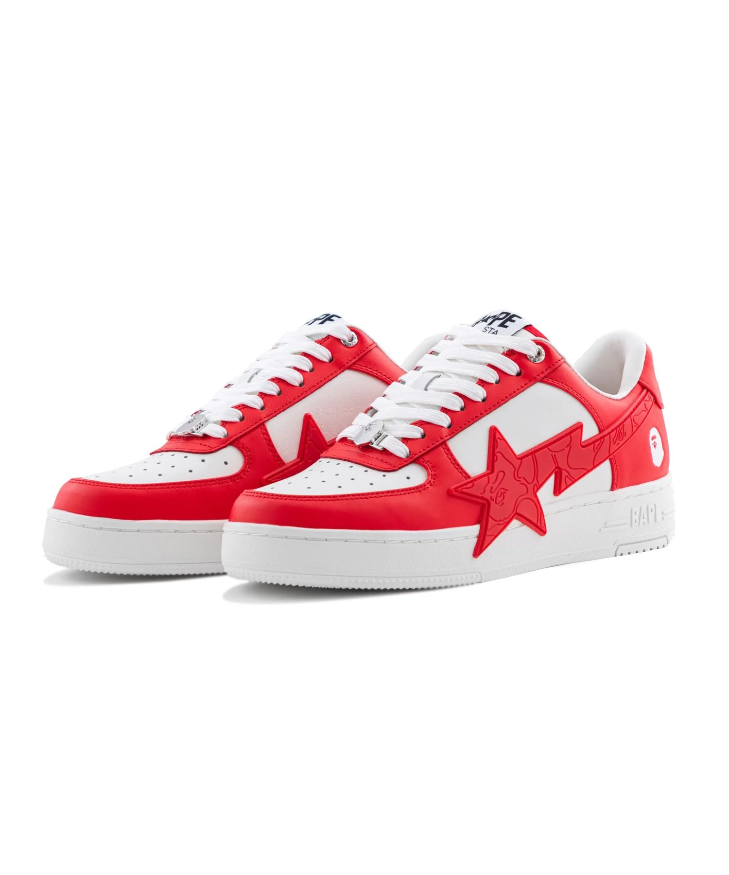 Мужские кроссовки из натуральной кожи BAPE STA OS #2 A BATHING APE красные