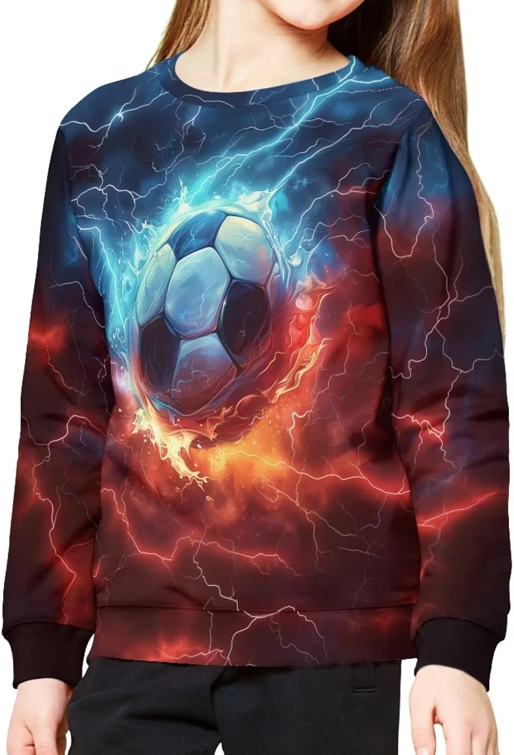 Свитшот детский с принтом ZPINXIGN, цвет 1 Soccer Flame — фото 2