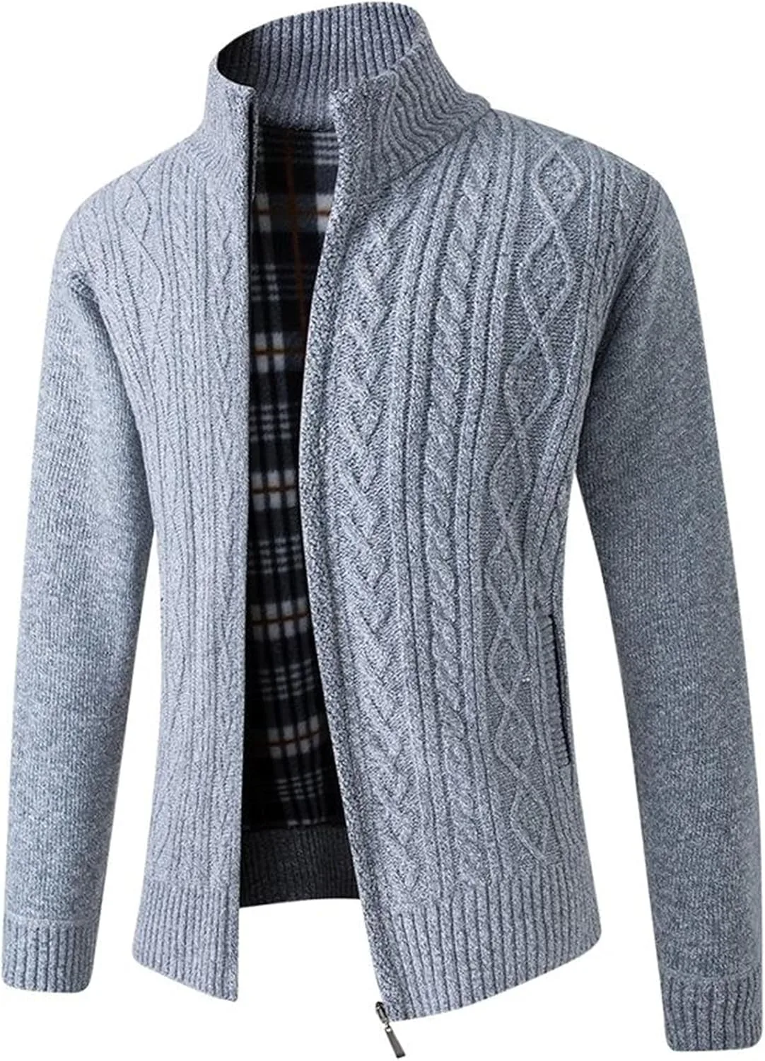 

Мужской кардиган с воротником стойкой и цветными блоками YSTHPED