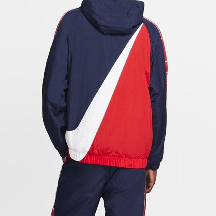 Куртка Nike Sportswear Big Swoosh Hooded Long Sleeve Color Block Jacket Cd0420-451 Colorblock, красный — фото 4