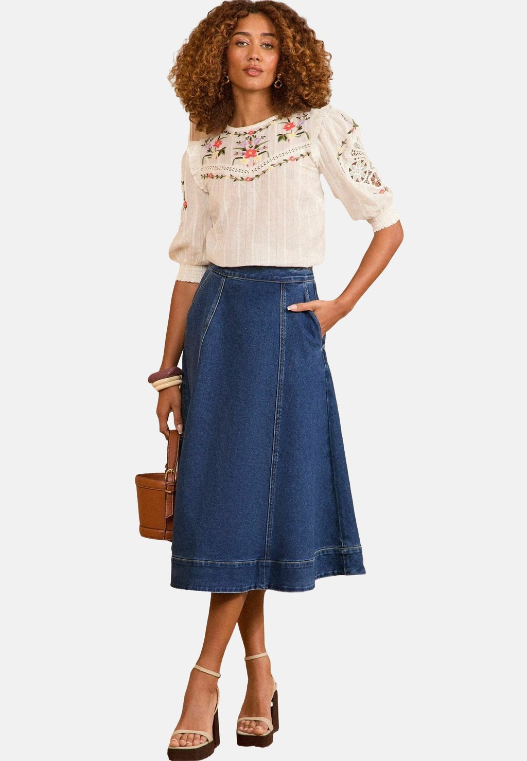 

Топ REGULAR FIT - CROCHET INSERT EMBROIDERED 3/4 SLEEVE Love & Roses, белый