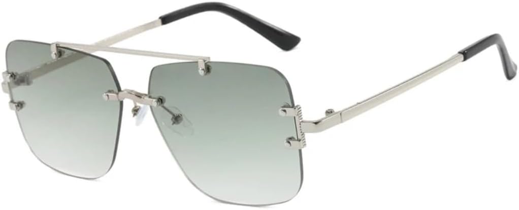 

Солнцезащитные очки с защитой UV400 | Без оправы, увеличенная переносица, градиентный оттенок | Для женщин и мужчин, для занятий спортом на открытом воздухе и вождения DSVIGF, Silver Green