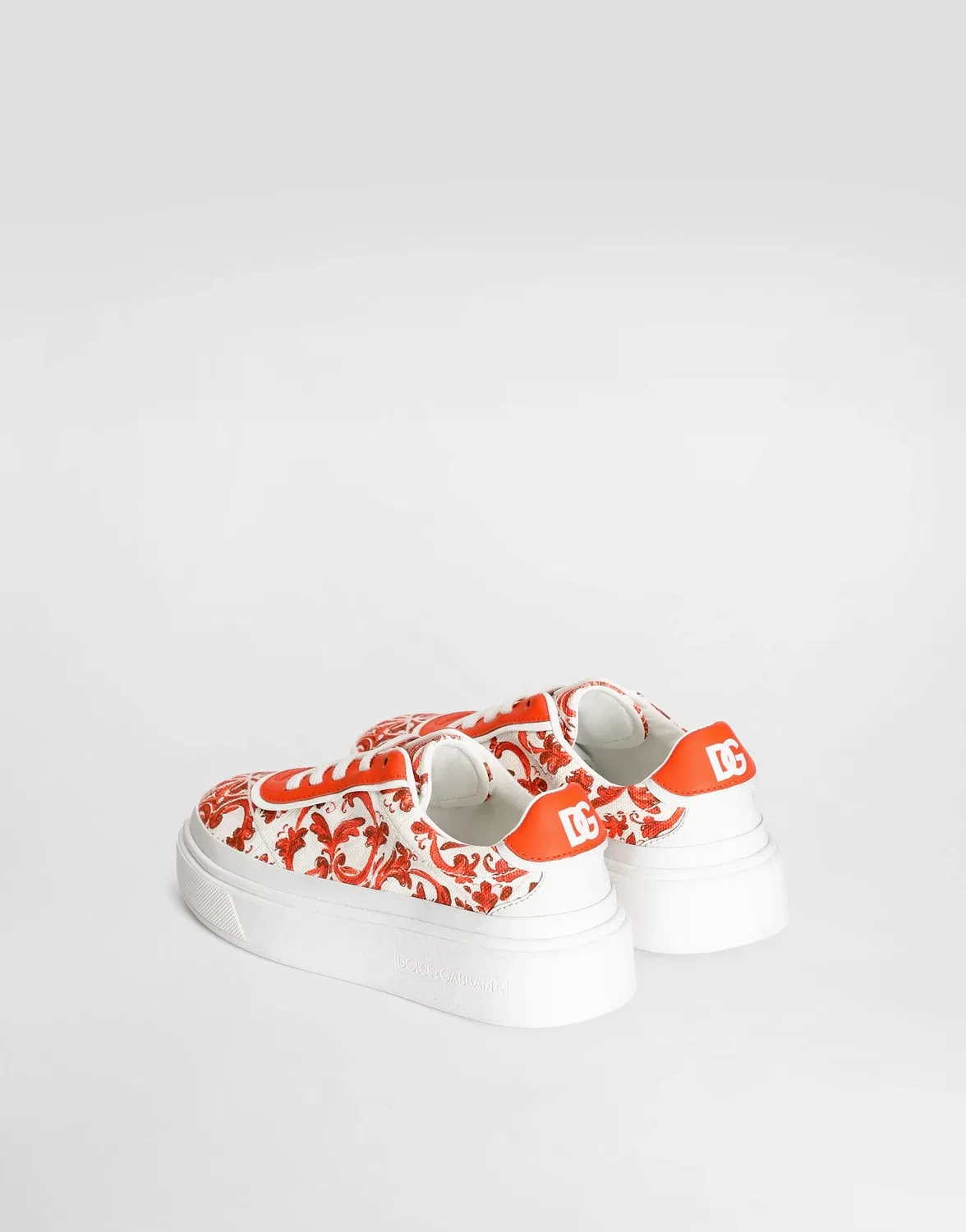 Кроссовки DOLCE & GABBANA DG Girlie Up из канваса с майоличным принтом, бежевый — фото 3