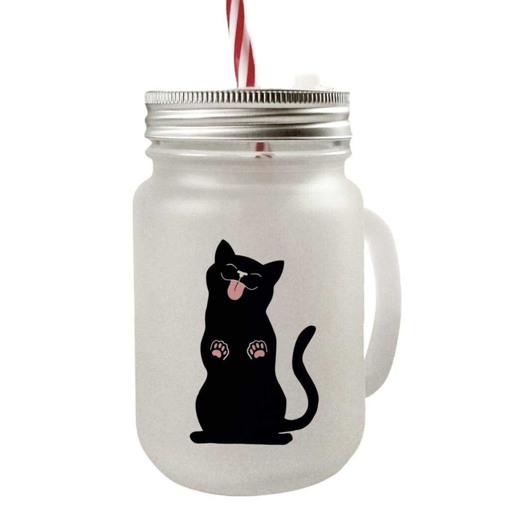 

Стакан с ручкой для банки Black Cat Mason и крышкой speecheese