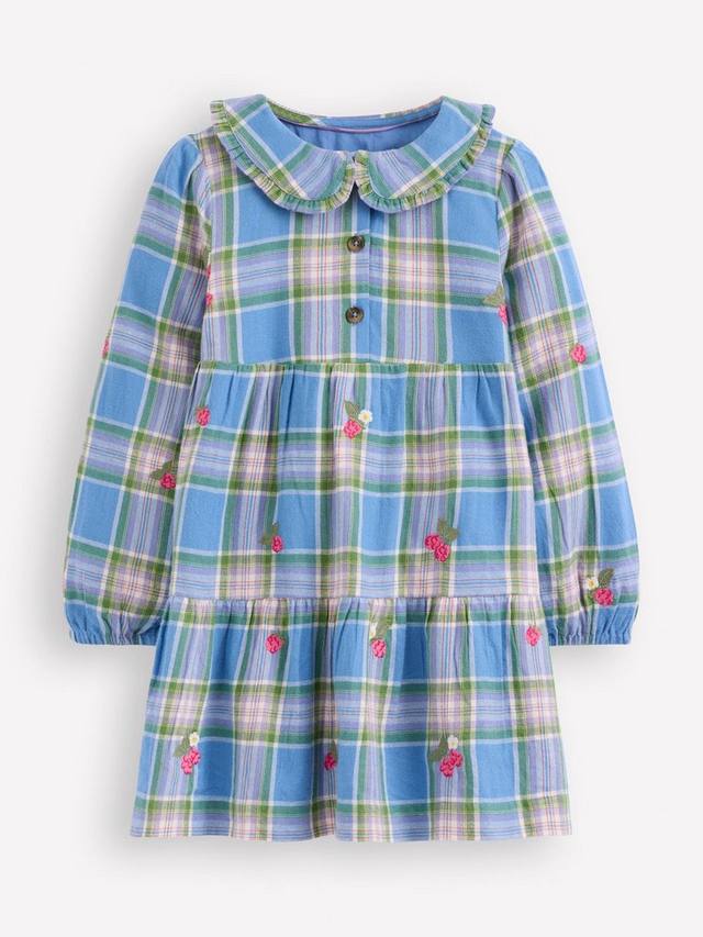 

Детское платье Minna с воротником и клеткой из хлопка Mini Boden, Blue