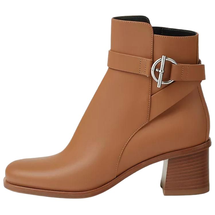 HERMES Ботильоны Jill 6 см, женские, коричневые