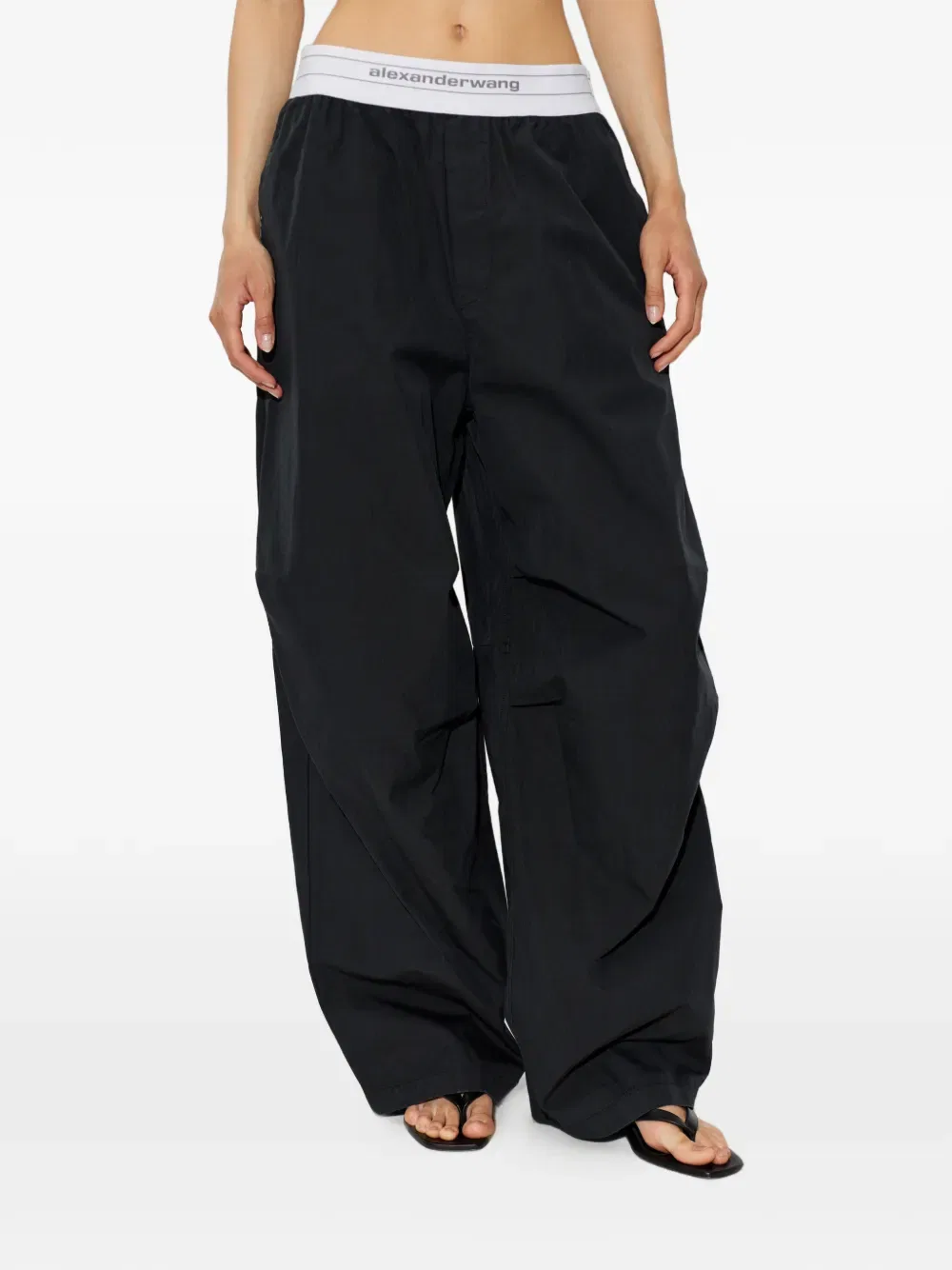 Хлопковые спортивные брюки с логотипом на поясе Alexander Wang, черный — фото 3