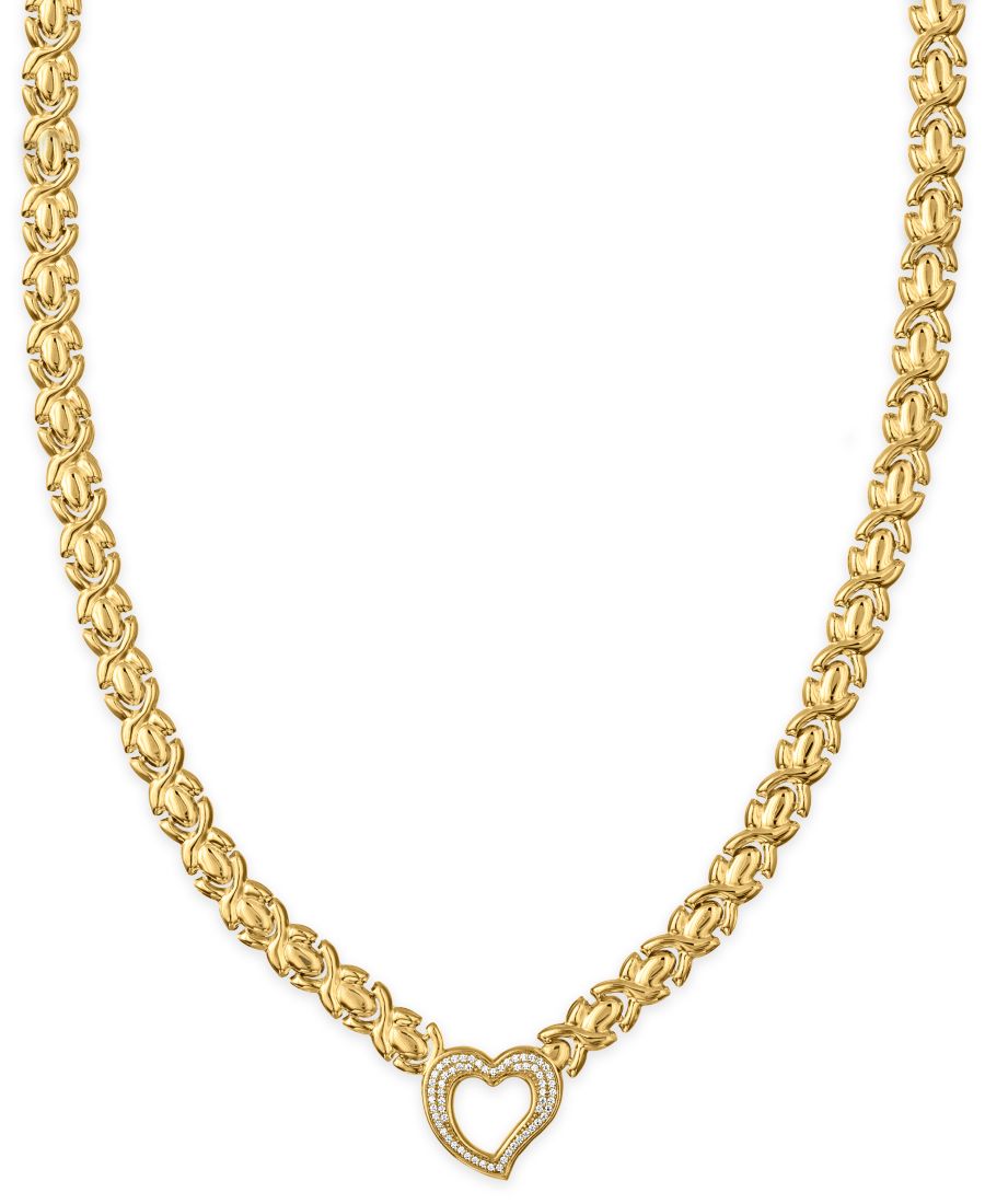 

Колье в форме открытого сердца с бриллиантами (1/3 карата) в оправе из 14-каратного золота поверх стерлингового серебра Macy's, 14k Gold Over Sterling Silver