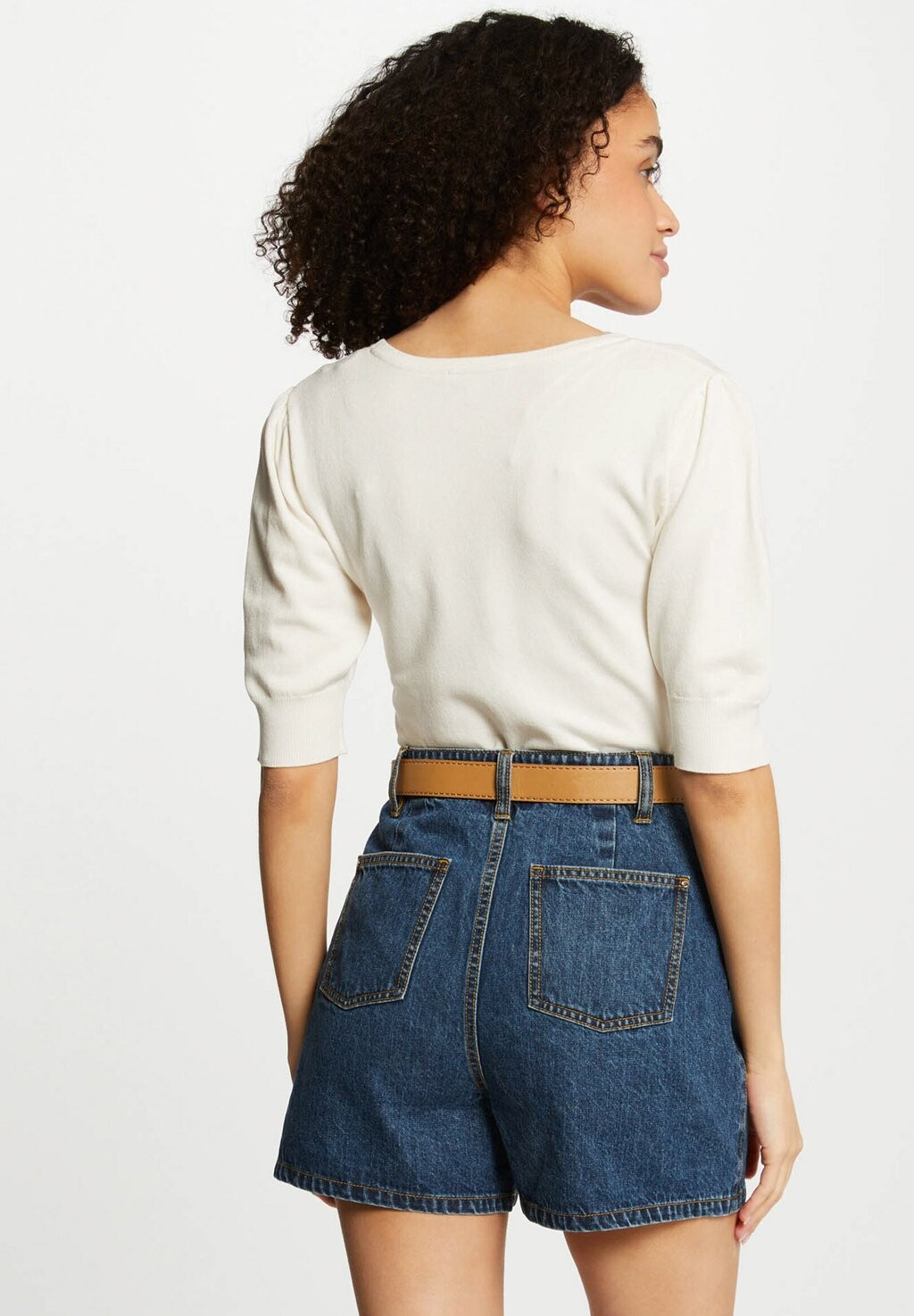 

Принт на футболке V-NECK SHORT SLEEVES Morgan, белый деним