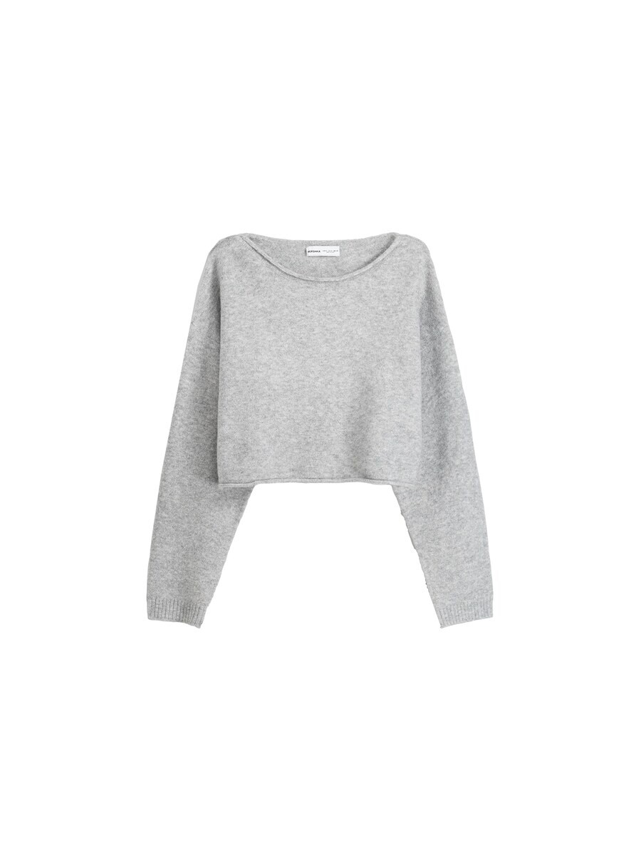 

Тонкий вязаный свитер Bershka Sweater, пятнистый серый