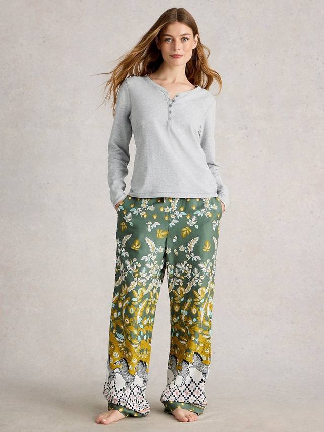 

Пижамная блузка с длинными рукавами и воротником на пуговицах из смесового хлопка Penny White Stuff, Grey Marl