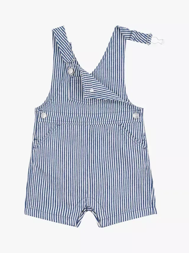 Детский полосатый комбинезончик из ткани дунагри, синий Petit Bateau — фото 3