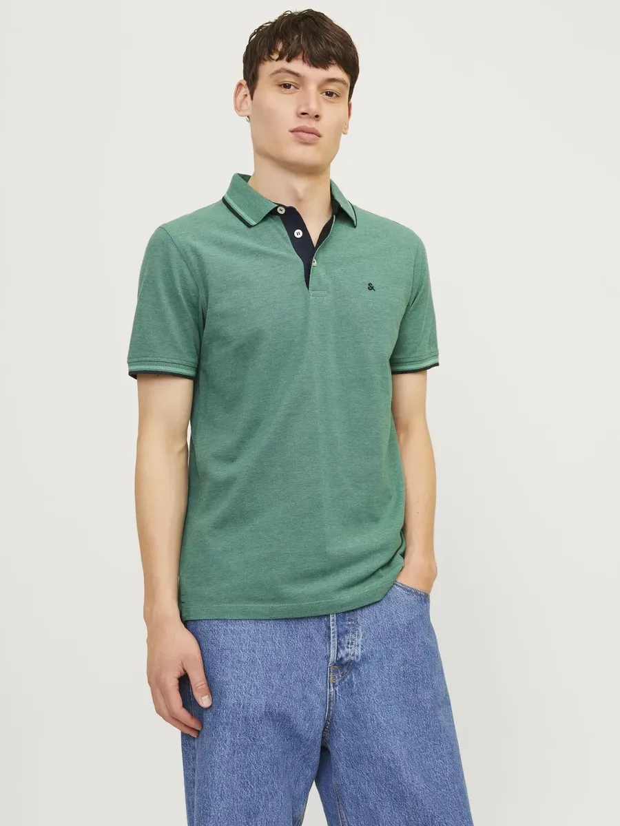 

Рубашка-поло Jack & Jones "JJEPAULOS POLO SS NOOS", цвет Deep Teal Detail:Play