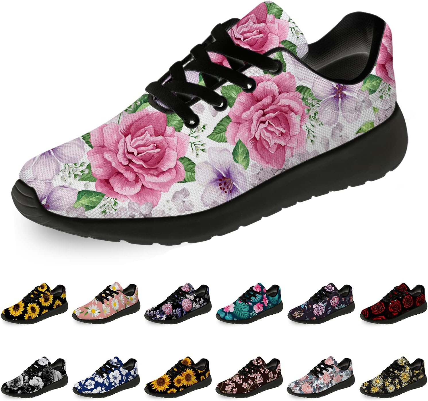 

Цветочные кроссовки для женщин и мужчин, беговые кроссовки Horethy, розовый