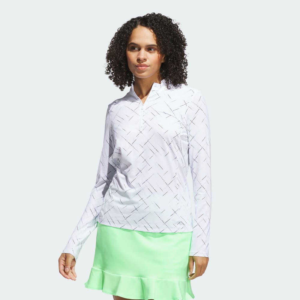 

Толстовка Adidas Ultimate365 Printed Quarter-Zip Mock Neck Top, белый