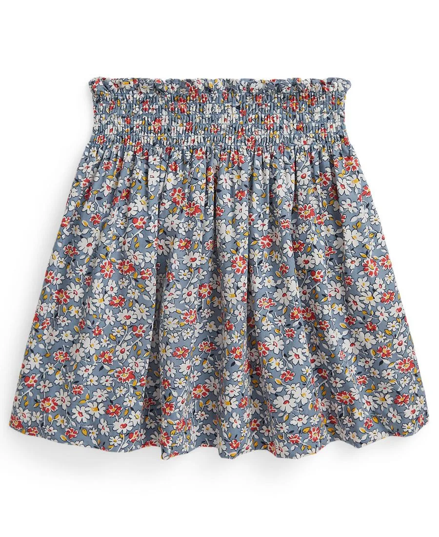 Детская юбка из поплина с цветочным принтом, размеры 2T-6X Polo Ralph Lauren, lydston floral синий — фото 2