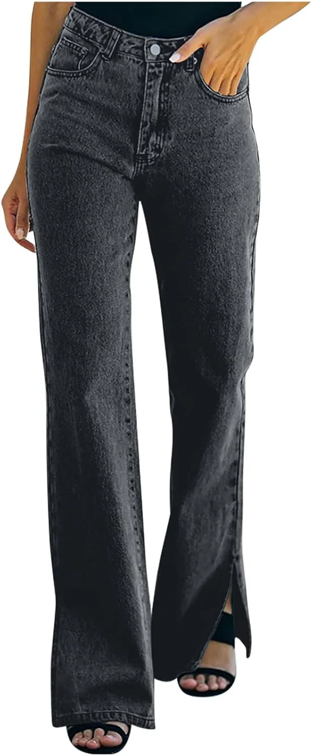 

Женские джинсы с высокой талией и прямыми штанинами