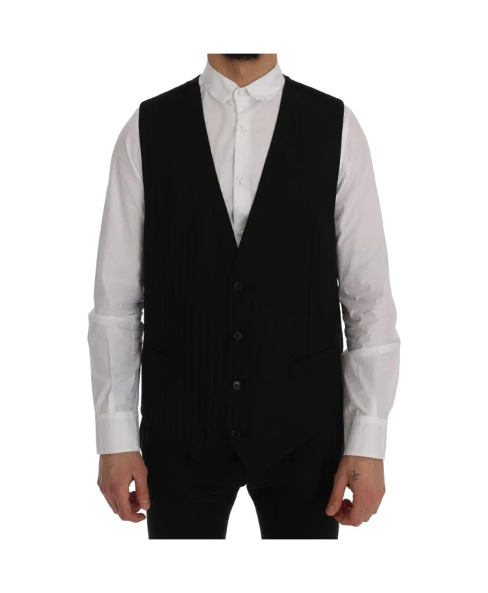 

Классический шерстяной жилет с V-образным вырезом Dolce & Gabbana, черный