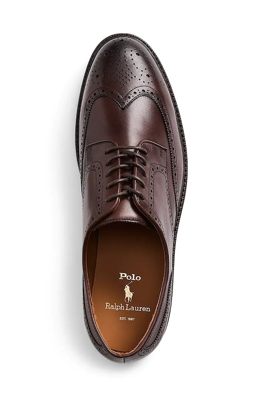 Кожаные полуботинки Asher Wgtip Polo Ralph Lauren, коричневый — фото 4