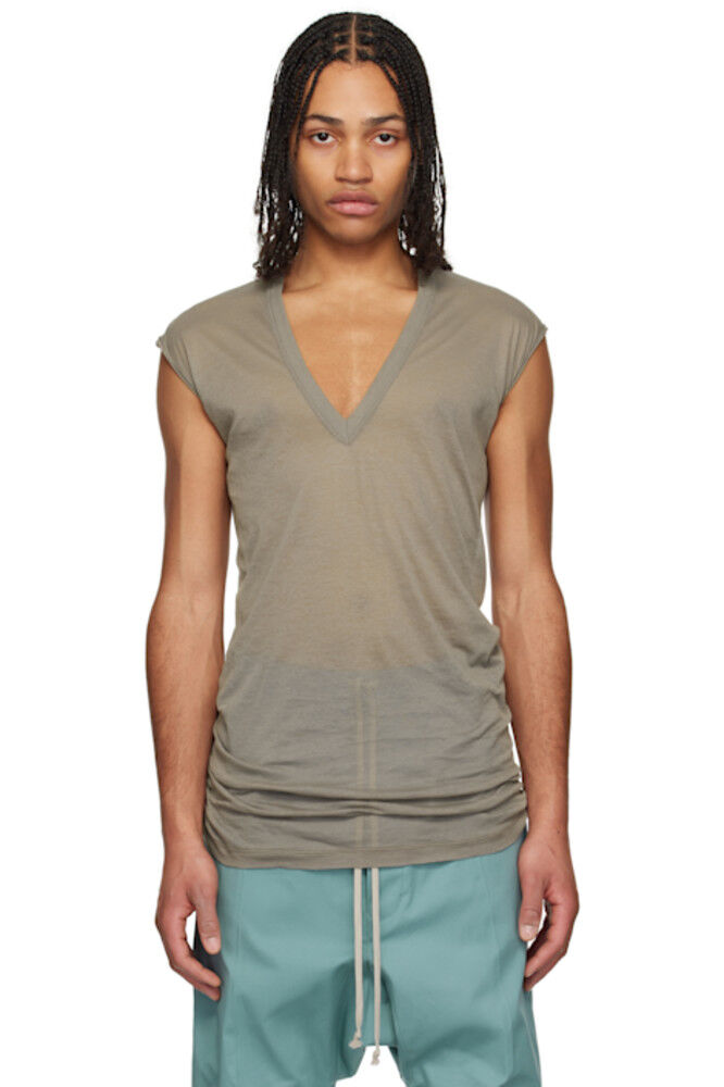 

Футболка серая Hollywood Deep V SL Rick Owens