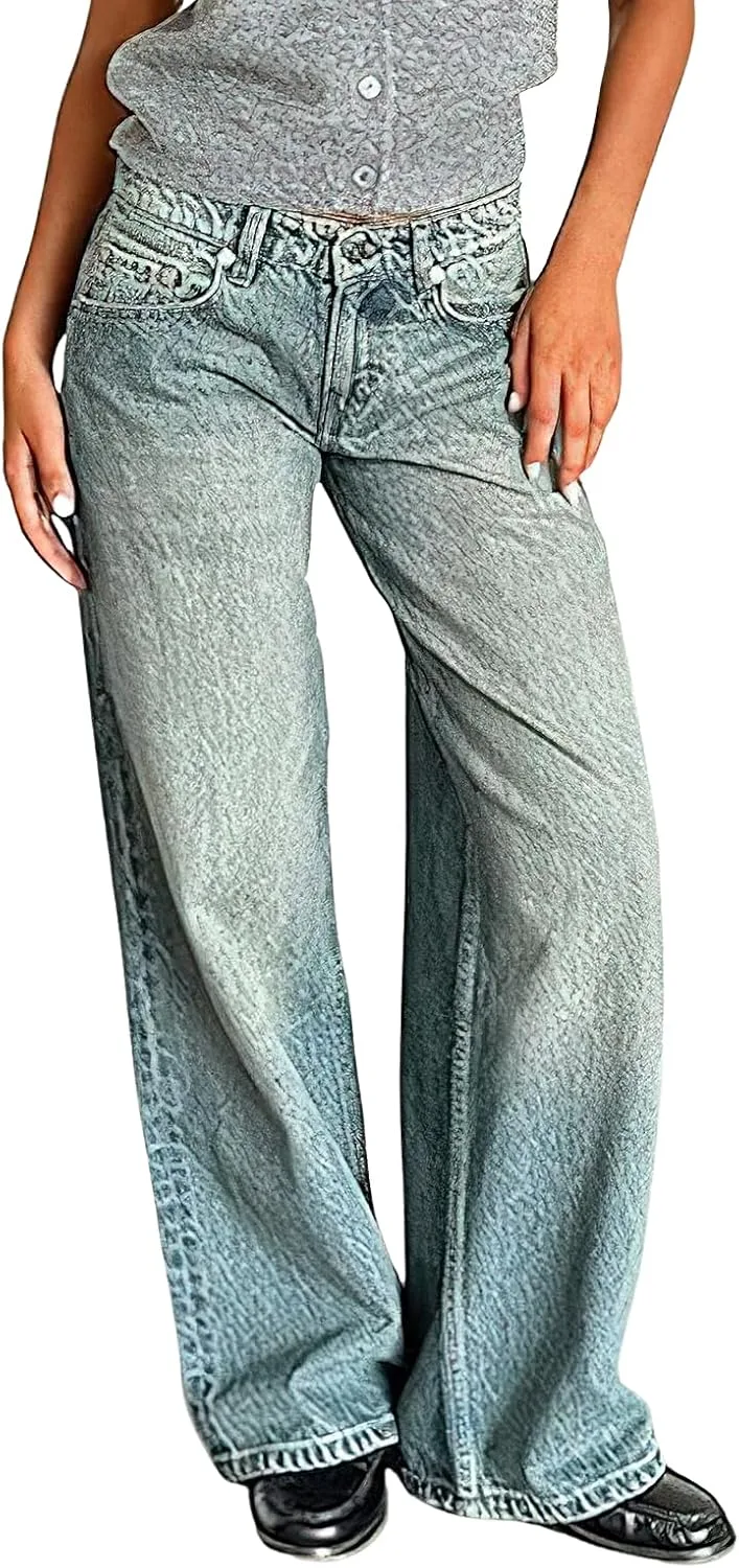 

Брюки джинсовые Barrel для женщин Mid Rise Wide Leg ebossy