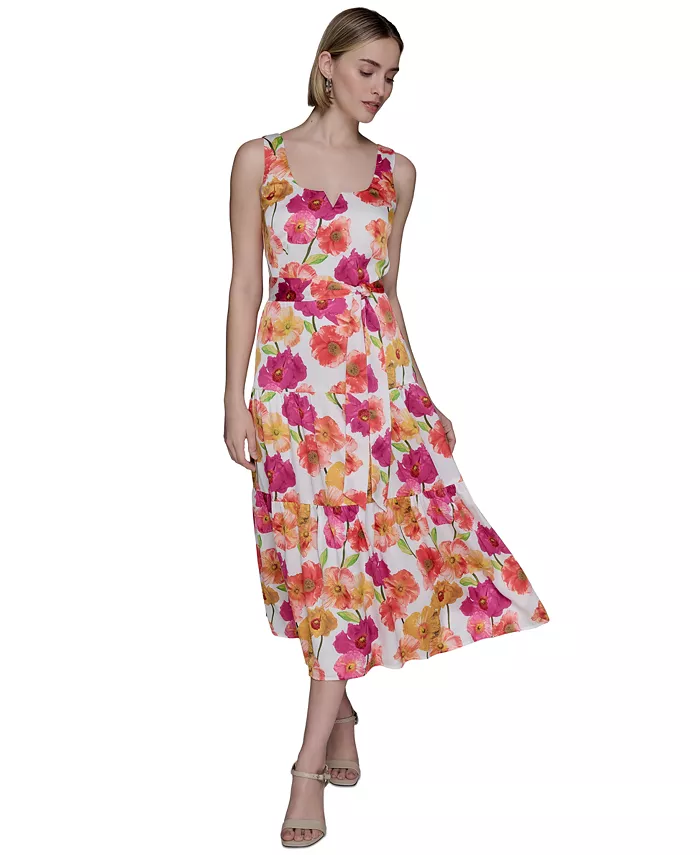 

Женское платье-трапеция с цветочным принтом KARL LAGERFELD PARIS, мультиколор
