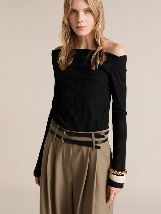 

Асимметричный комбинезон wallis с поясом Mango, цвет Black/Beige