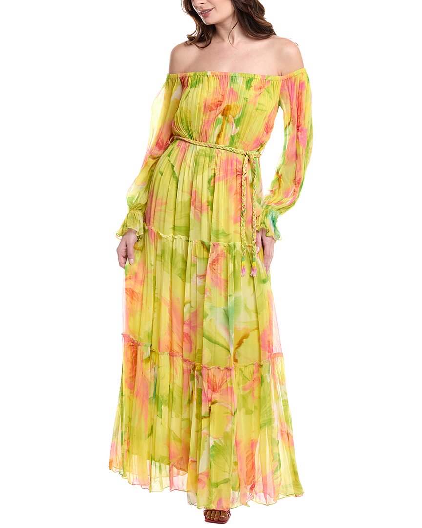 

Платье макси Hemant & Nandita с открытыми плечами и многоярусным лифом Hemant & Nandita, зеленый