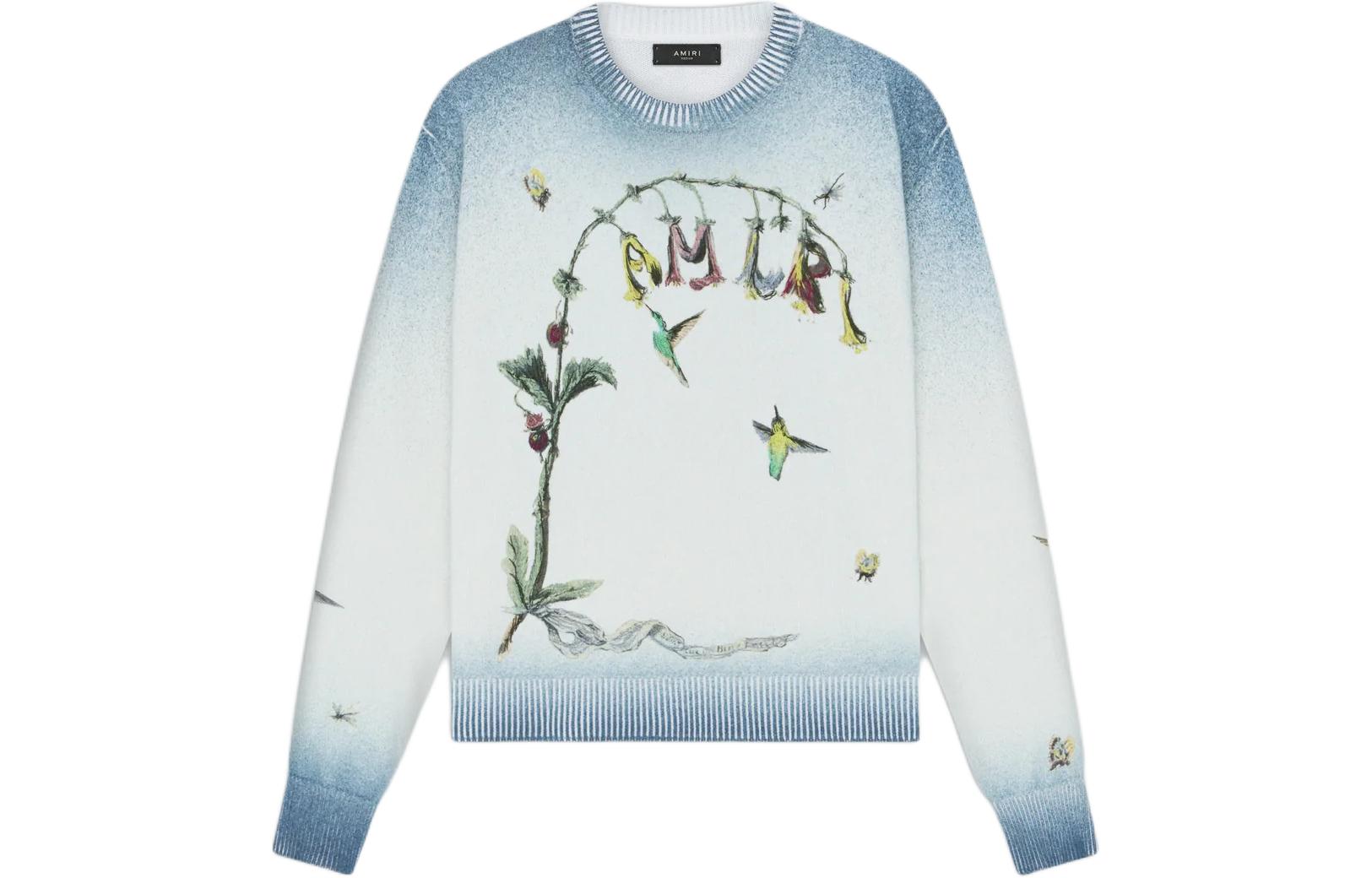 

Вышитая футболка с колибри AMIRI, синяя