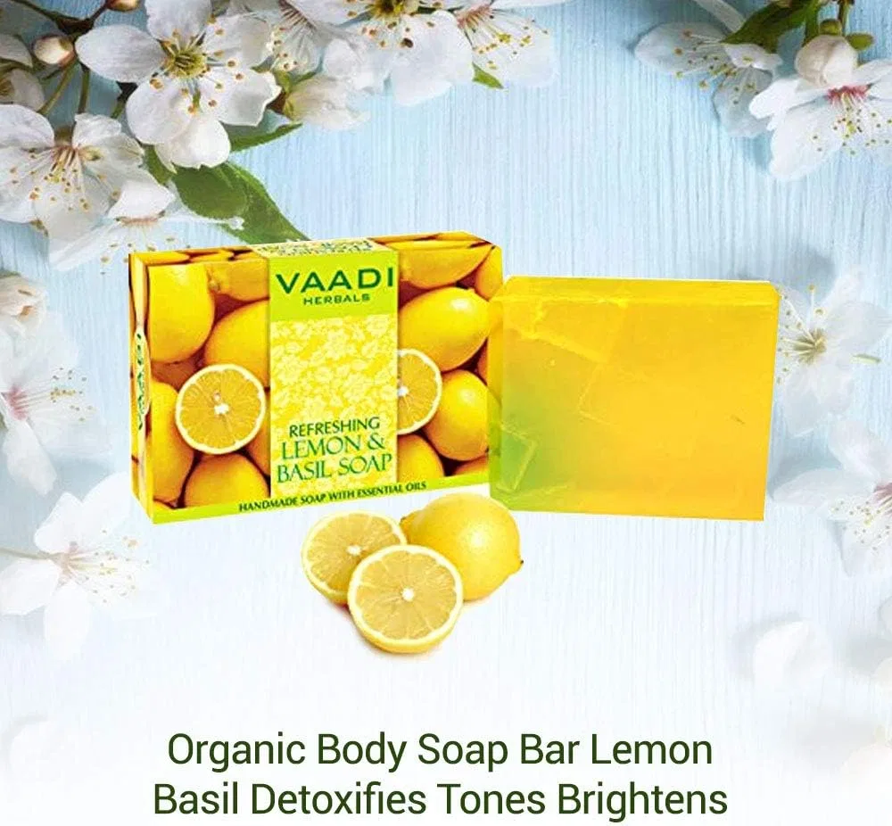 Мыло освежающее Vaadi Herbals Лимон и Базилик 3x75г — фото 2