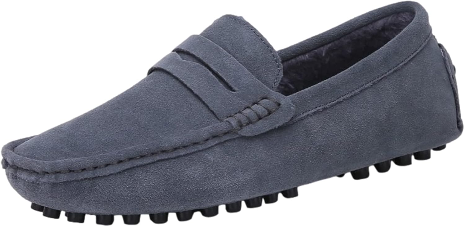 

Мужские замшевые кожаные лоферы ANUFER, удобные мокасины, серый