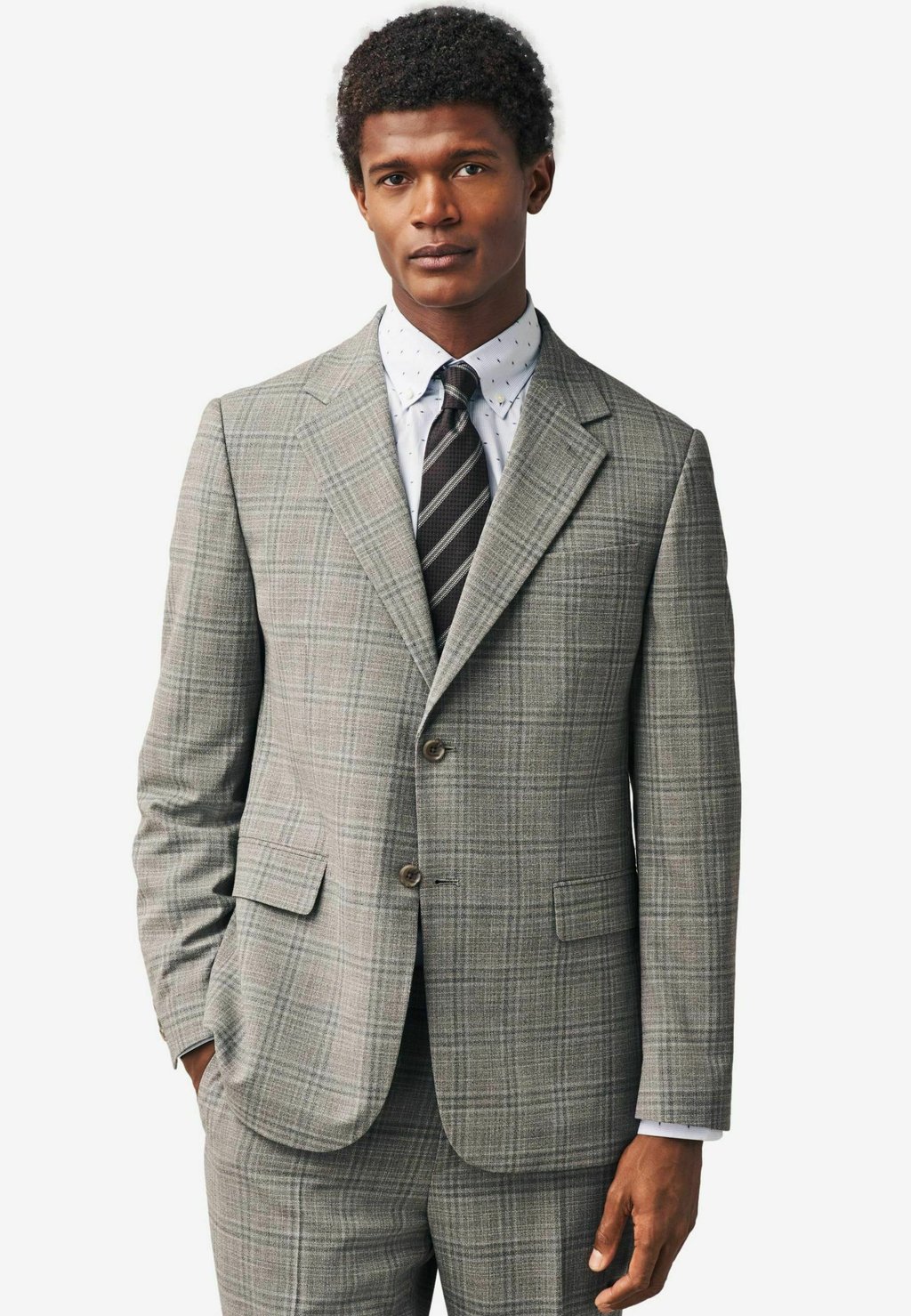 

Пиджак-блейзер REGULAR FIT -CHECK TEXTURE - Suit jacket Next, серо-коричневый