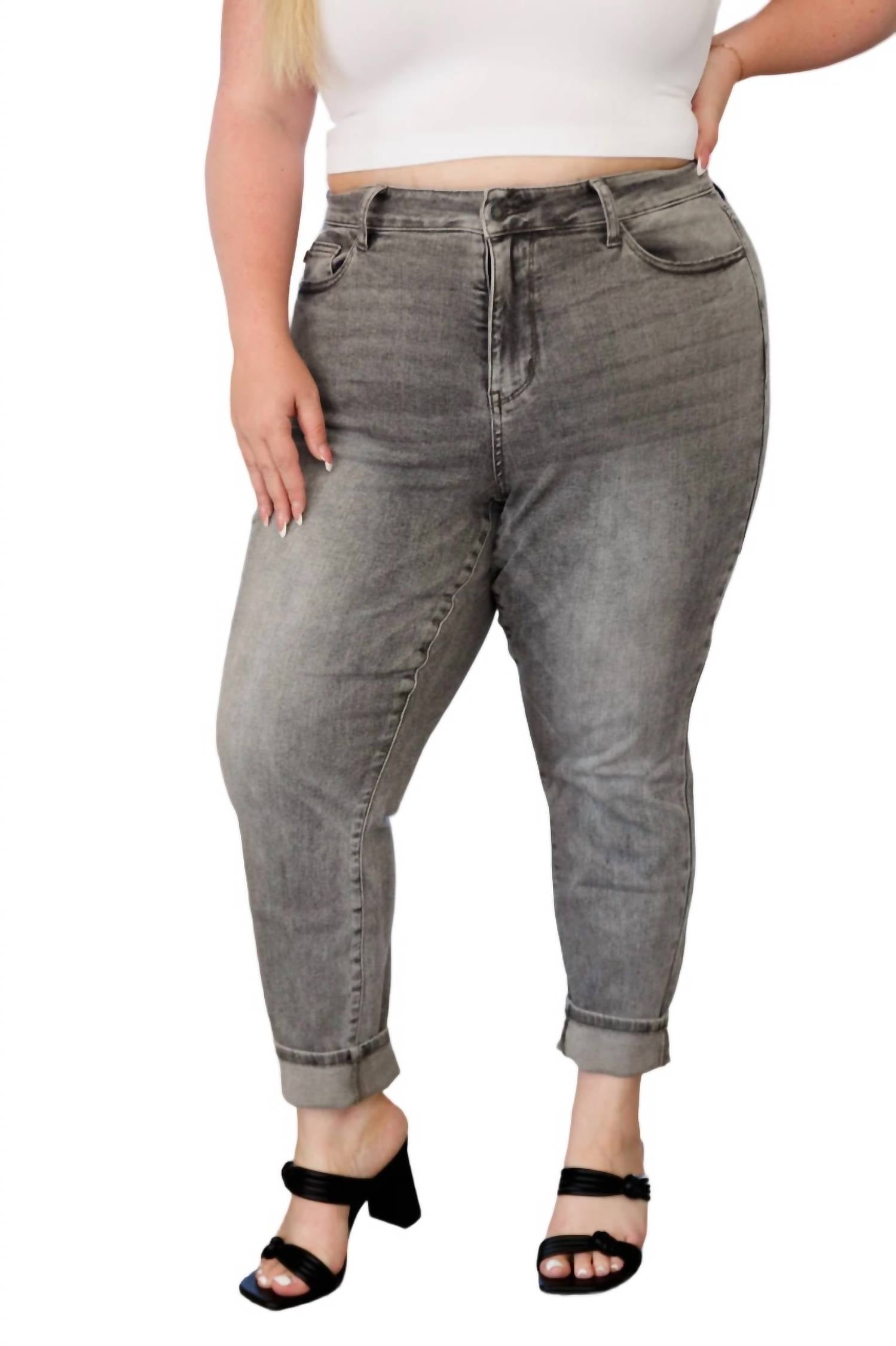 

Джинсы Stone Wash Slim с высокой талией серого цвета Judy Blue