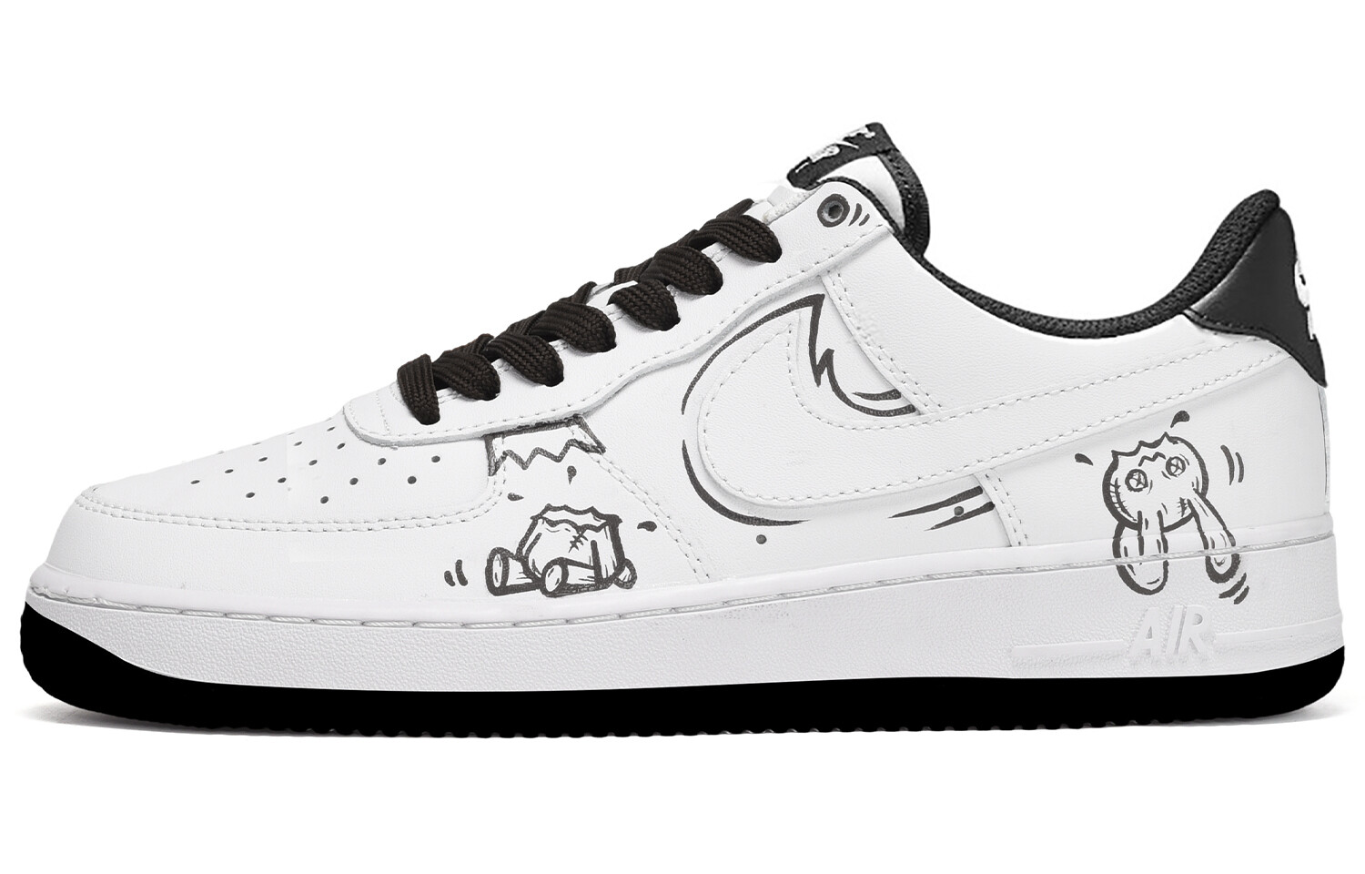

Кроссовки Nike Air Force 1 Skateboard Shoes Unisex Low-Top Black White, Черный, Кроссовки Nike Air Force 1 Skateboard Shoes Unisex Low-Top Black White