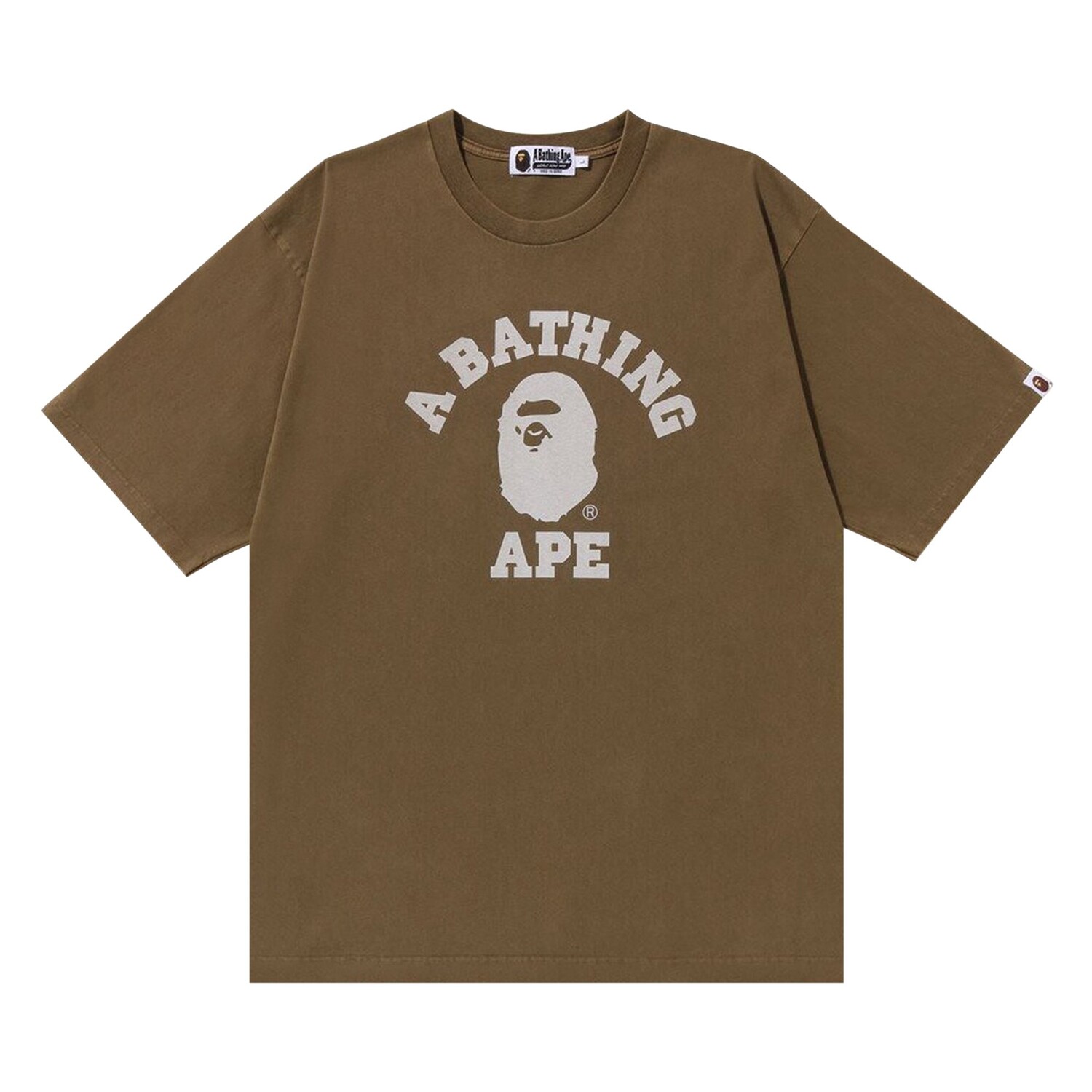

Свободная футболка BAPE Stone Wash College, Бежевый
