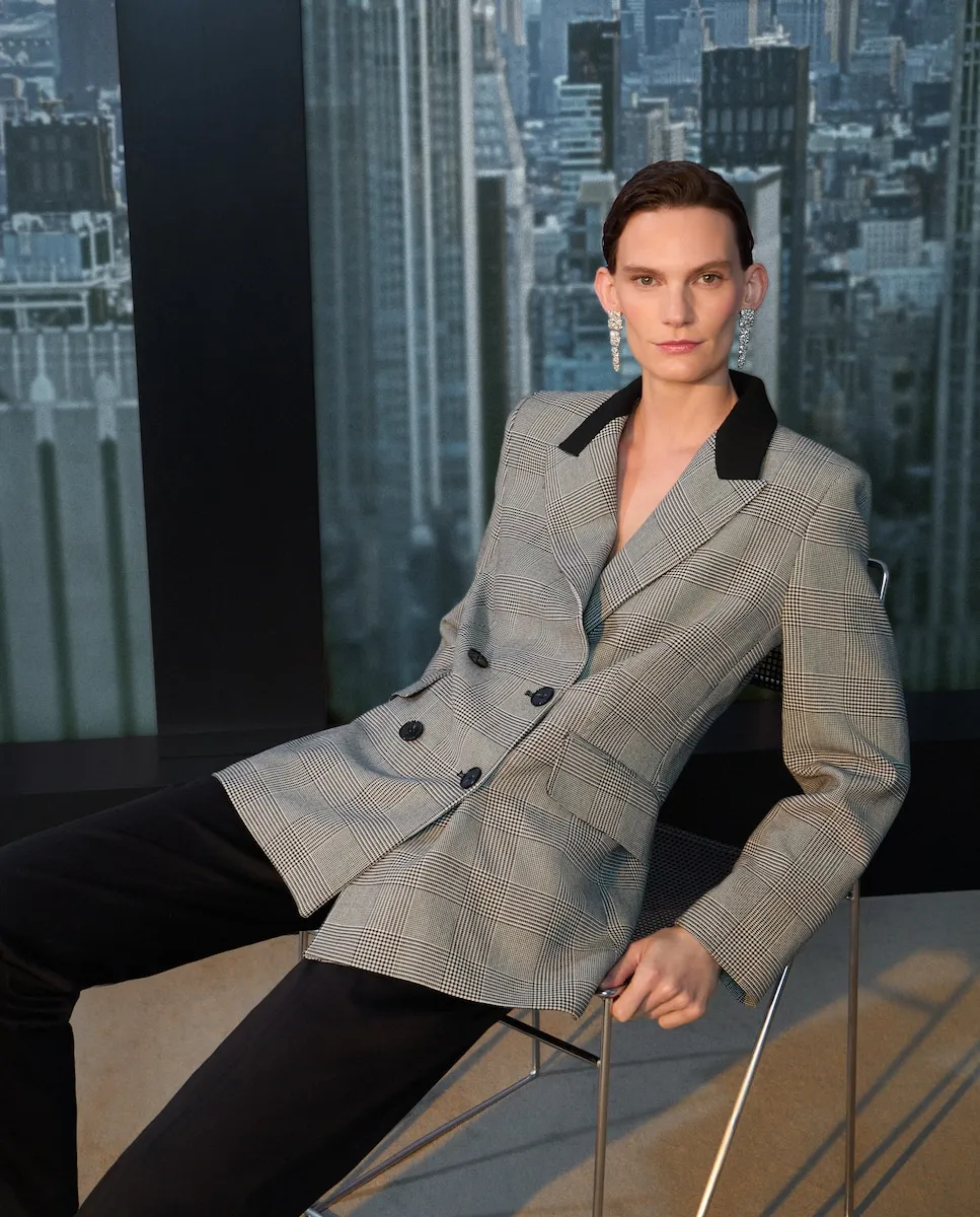 

Женский блейзер в клетку из трикотажа Woman Limited El Corte Inglés, черный