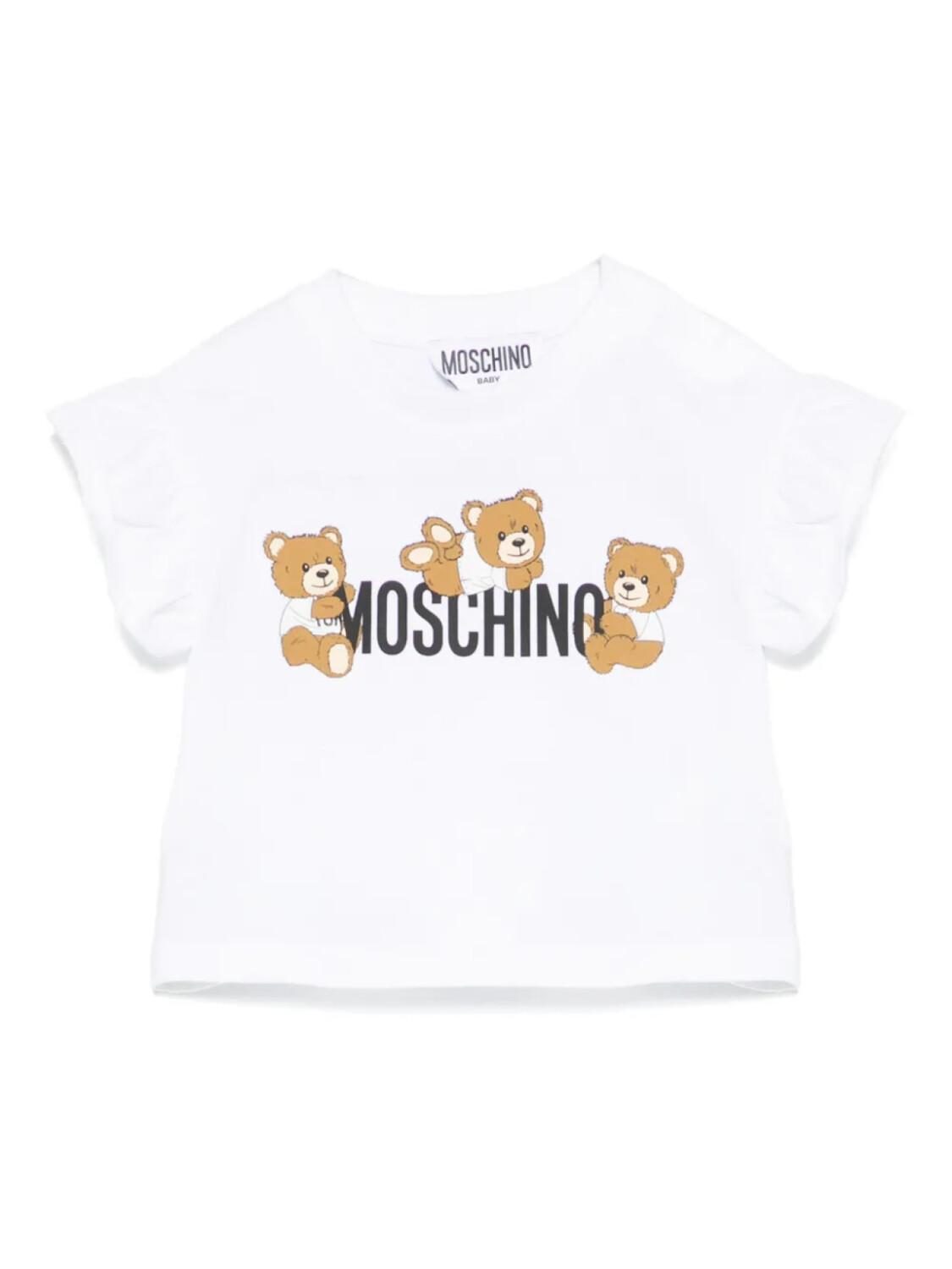

Футболка с принтом плюшевого мишки Moschino Kids, белый