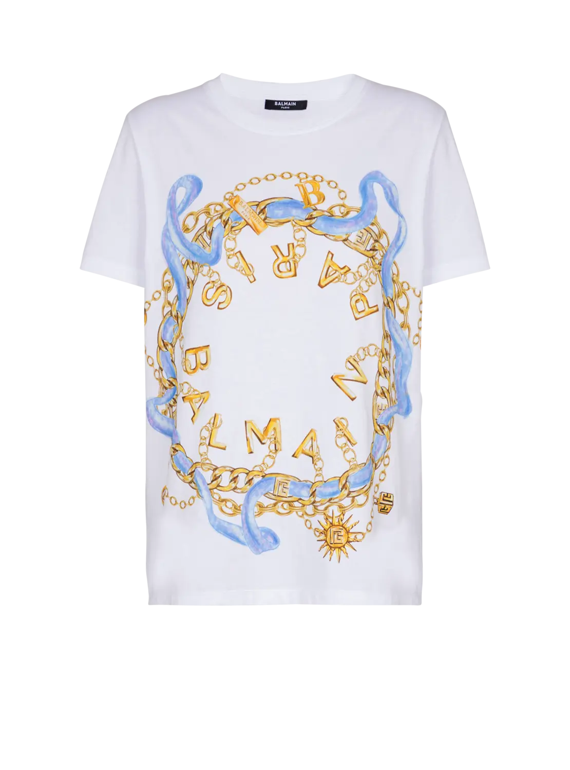 

Футболка с принтом Balmain Paris Chain, белый